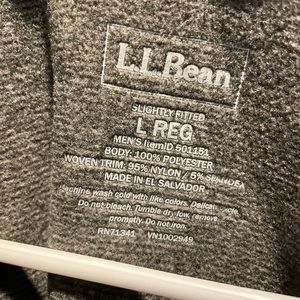 L.L. Bean Mens grey 1/2 fleece Large NWT